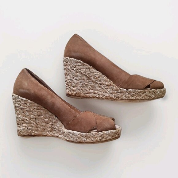 KORS BY MICHAEL KORS Tan Suede PEEP TOE Espadrille Wedge Heels SIZE 8M - Picture 3 of 6